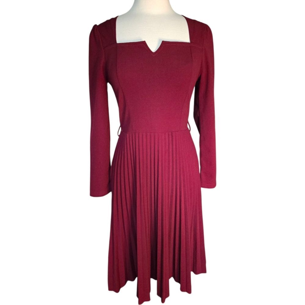 SHEIN Classy Notched Neck Pleated Hem Dress - M